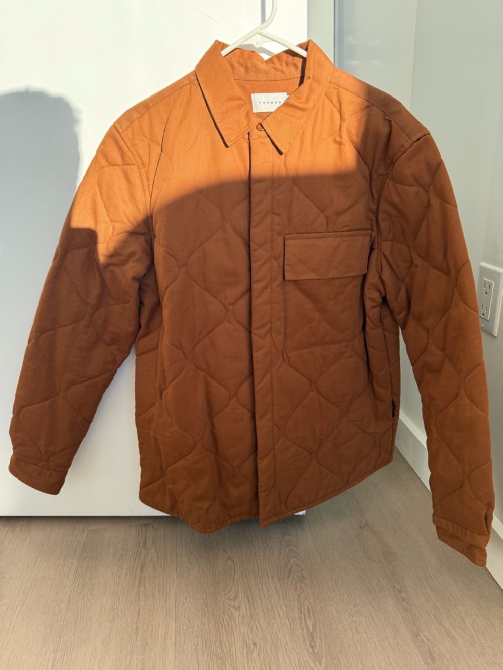 Topman Quilted Rust-Tone Shirt Jacket